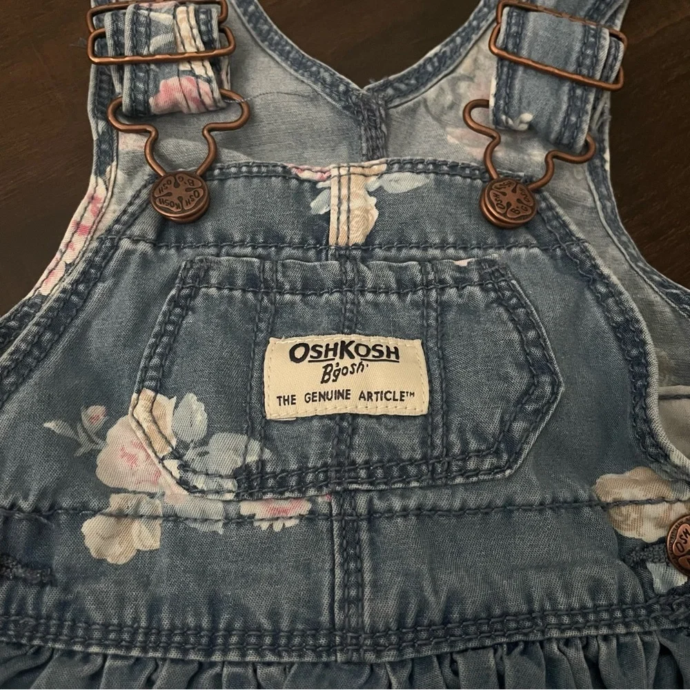 Oshkosh B’gosh Floral Chambray Overall Dress Size 3 Months